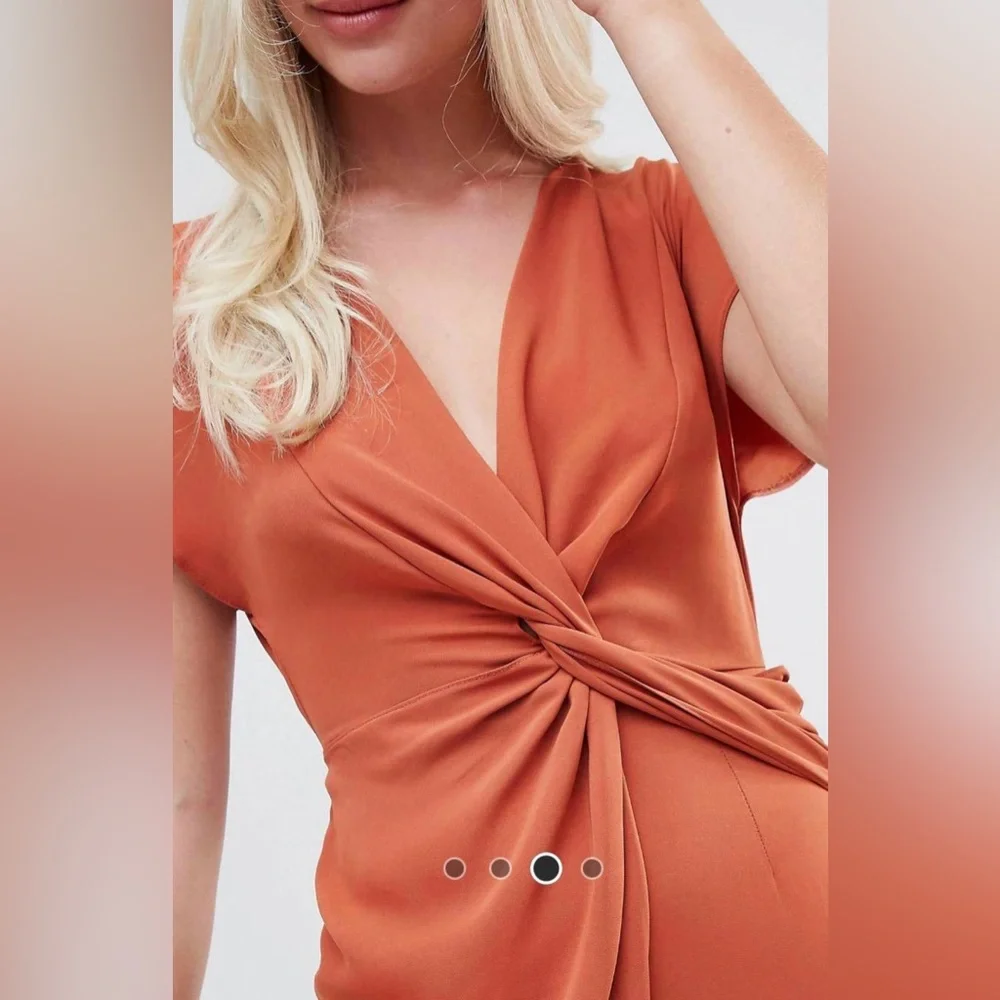 New with tags ASOS copper midi wrap dress size 8 - Picture 5 of 11